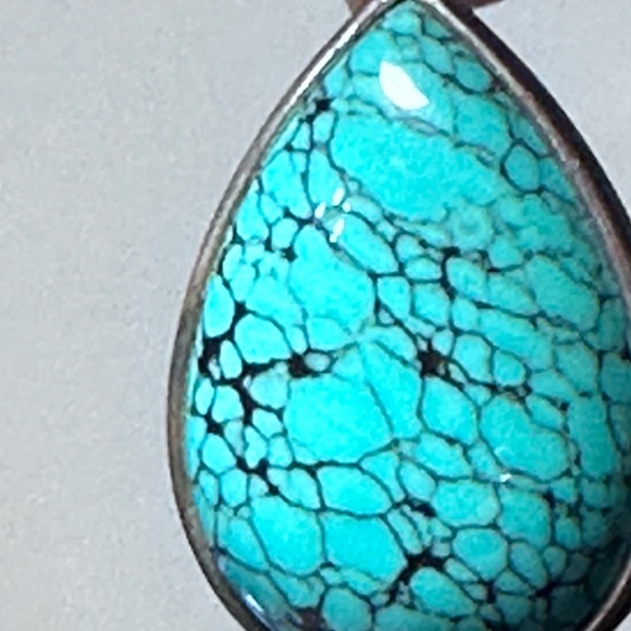 WK Whitney Kelly Turquoise Pendant Teardrop Shaped 925 Sterling 5423 B - Picture 2 of 12